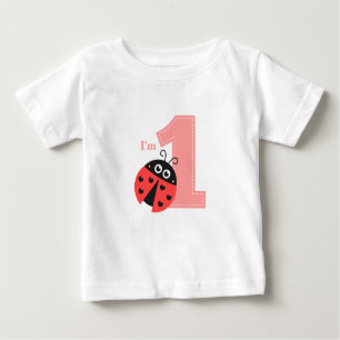 T-shirt Pour Bébé Le premier anniversaire, j'ai un ans, coccinelle