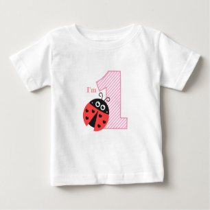 T-shirt Pour Bébé Le premier anniversaire, j'ai un ans, coccinelle