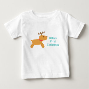 T-shirt Pour Bébé Le premier Noël de bébé avec de mignons rennes