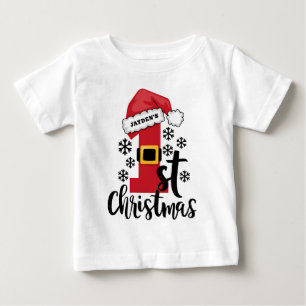 T-shirt Pour Bébé Le premier Noël de bébé Chapeau de Père Noël perso