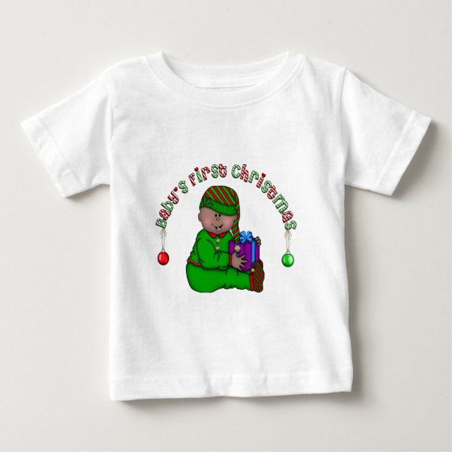 T-shirt Pour Bébé Le premier Noël de bébé Elfe bébé (AA2) (Devant)