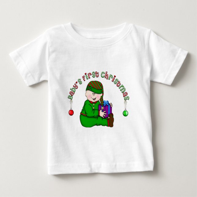 T-shirt Pour Bébé Le premier Noël de bébé Elfe bébé (CA2) (Devant)