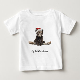 T-shirt Pour Bébé Le premier Noël de Bébé Ours, personnalisable