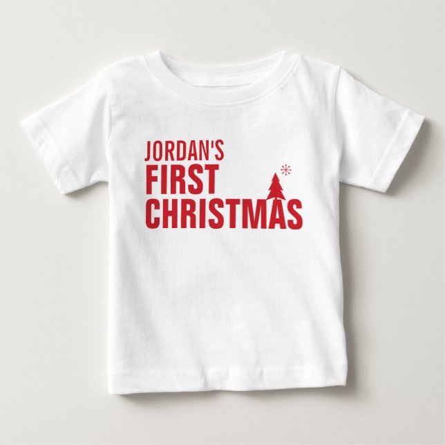 T-shirt Pour Bébé Le premier rouge de Noël du bébé (Devant)