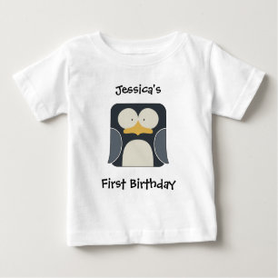 T-shirt Pour Bébé Le prénom et l'événement du bébé avec le pingouin