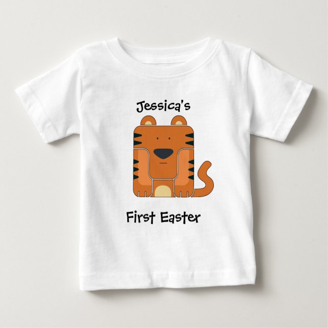 T-shirt Pour Bébé Le prénom et l'événement du bébé avec le tigre (Devant)