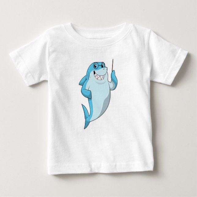 T-shirt Pour Bébé Le requin comme enseignant avec pointeur (Devant)