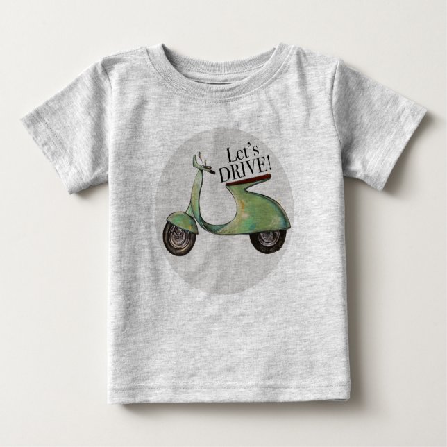 T-shirt Pour Bébé Le rétro Vespa "nous a laissés conduire " (Devant)