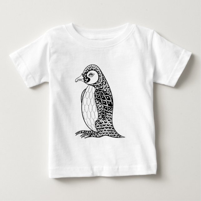 T-shirt Pour Bébé Le Roi artistique pingouin Zendoodle (Devant)