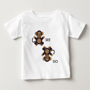 T-shirt Pour Bébé Le singe VOIENT le singe FAIRE