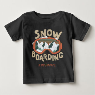 T-shirt Pour Bébé Le snowboard est ma thérapie Funny Mountain Winter