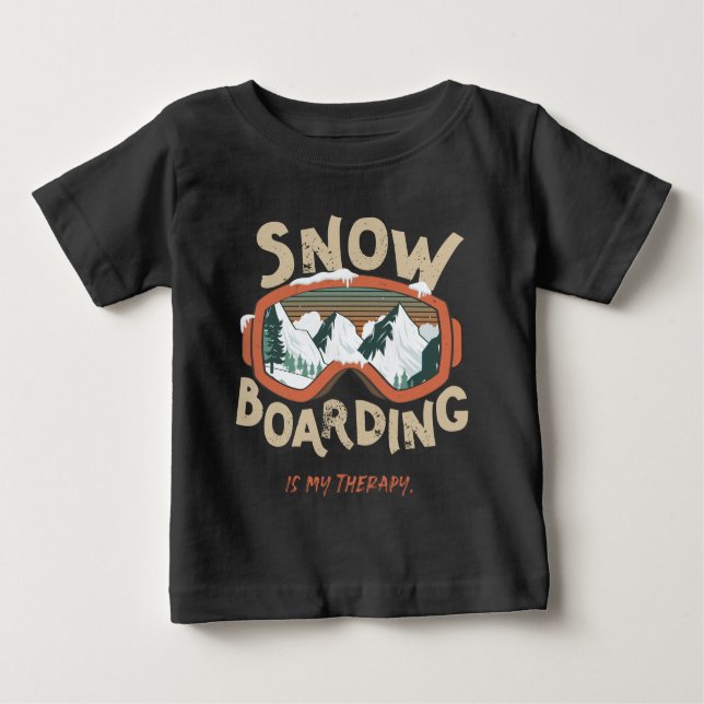 T-shirt Pour Bébé Le snowboard est ma thérapie Funny Mountain Winter (Devant)