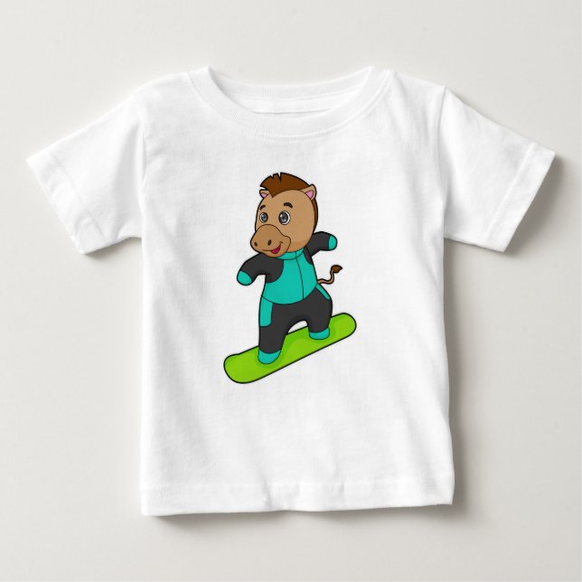 T-shirt Pour Bébé Le snowboarder de Horse (Devant)