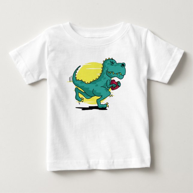T-shirt Pour Bébé Le T-Rex vole les cœurs (Devant)