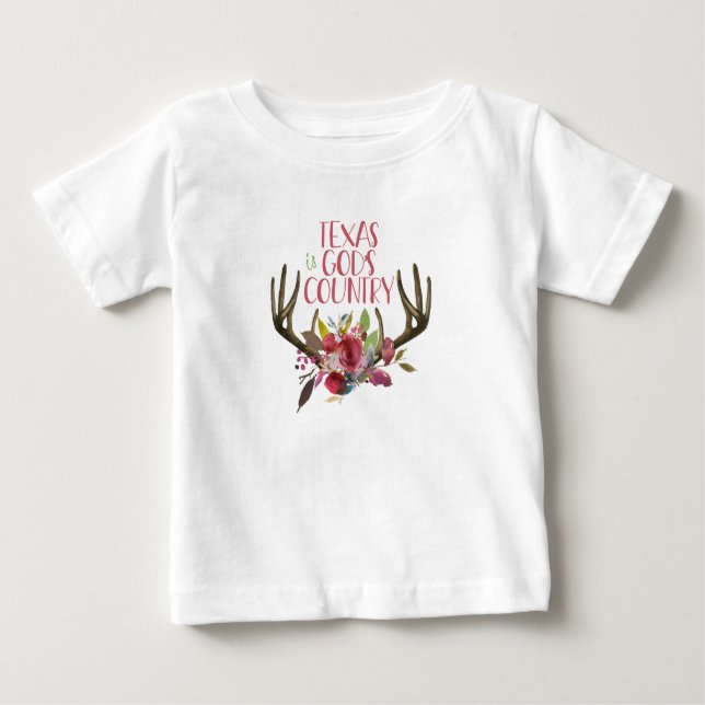 T-shirt Pour Bébé Le Texas est le pays de Dieu Boho rose (Devant)