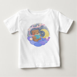 T-shirt Pour Bébé Lecture de l'ours en peluche avec illustration de 