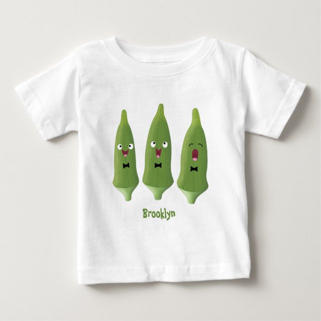 T-shirt Pour Bébé Légume okra de dessin animé chantant mignon  (Devant)