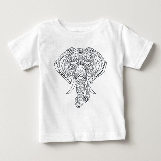 T-shirt Pour Bébé L'éléphant tribal Art animal africain (Devant)