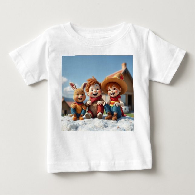 T-shirt Pour Bébé Les Amis de l'hiver (Devant)