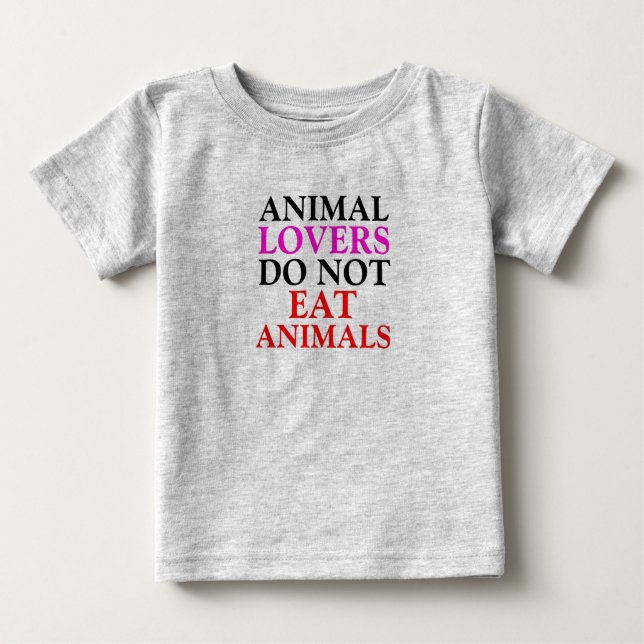 T-shirt Pour Bébé Les amoureux des animaux ne mangent pas d'animaux (Devant)