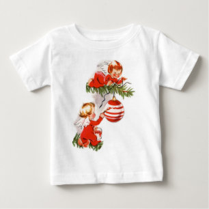 T-shirt Pour Bébé Les anges décorant l'arbre de Noël