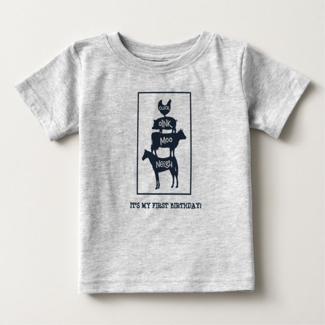 T-shirt Pour Bébé Les animaux de ferme empilés ont personnalisé (Devant)