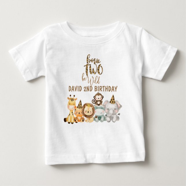 T-shirt Pour Bébé Les animaux de safari pour garçons Deux Anniversai (Devant)