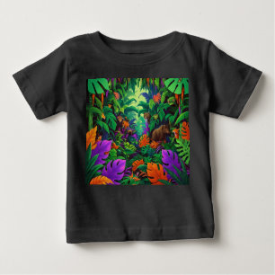 T-shirt Pour Bébé Les animaux exotiques scène de la jungle