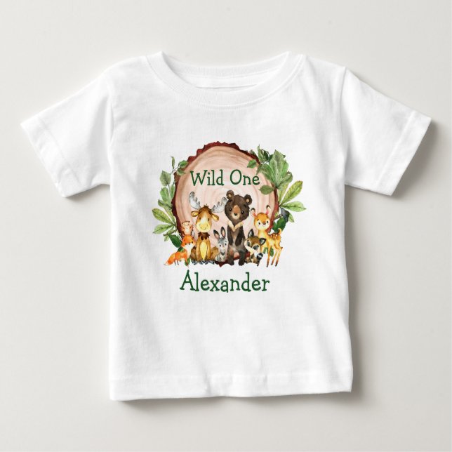 T-shirt Pour Bébé Les animaux sauvages de la forêt rustique d'un pre (Devant)