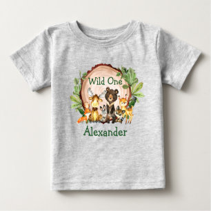 T-shirt Pour Bébé Les animaux sauvages de la forêt rustique d'un pre