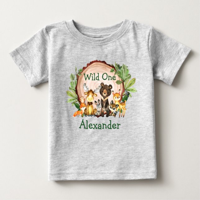 T-shirt Pour Bébé Les animaux sauvages de la forêt rustique d'un pre (Devant)