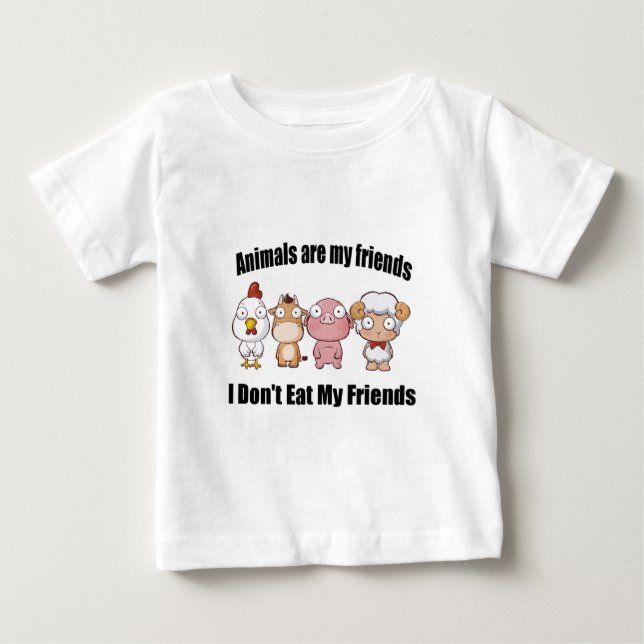 T-shirt Pour Bébé Les animaux sont mes amis (Devant)