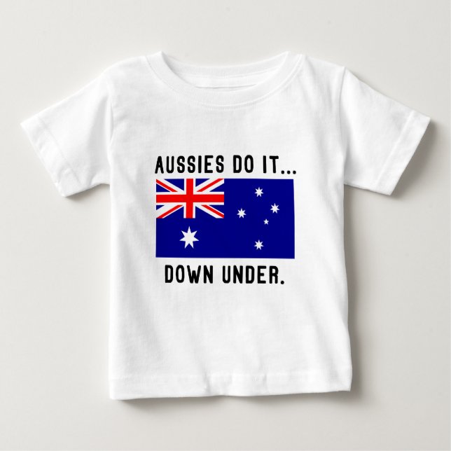 T-shirt Pour Bébé Les Aussies le font... là-bas. (Devant)