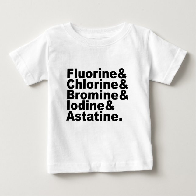 T-shirt Pour Bébé Les cinq halogènes de la chimie | Chlorure de brom (Devant)