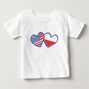 T-SHIRT POUR BÉBÉ LES COEURS-DRAPEAUX ÉTATS-UNIS-POLONAIS