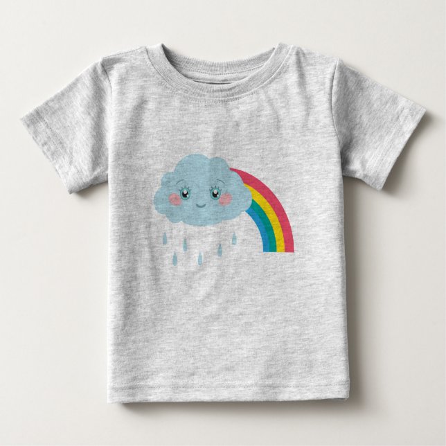 T-shirt Pour Bébé Les Enfants Souriants Des Nuages De Pluie Et Des P (Devant)