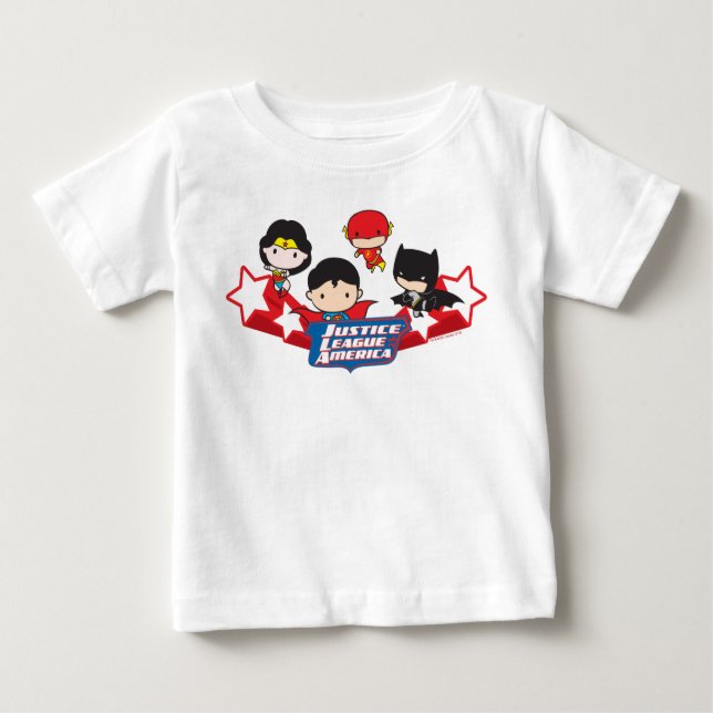 T-shirt Pour Bébé Les étoiles de la Chibi Justice League of America (Devant)