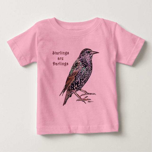 T-shirt Pour Bébé Les étourneaux sont des chéris (Devant)