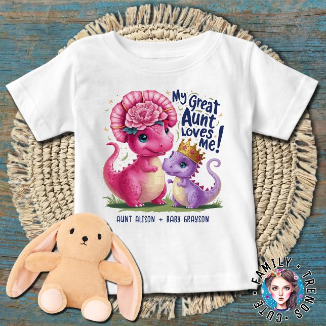 T-shirt Pour Bébé Les filles dinosaures ma grand-tante m'aime (Créateur téléchargé)