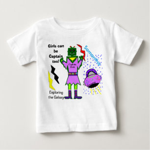 T-shirt Pour Bébé Les Filles Peuvent Être Capitaines À Robot Spacili