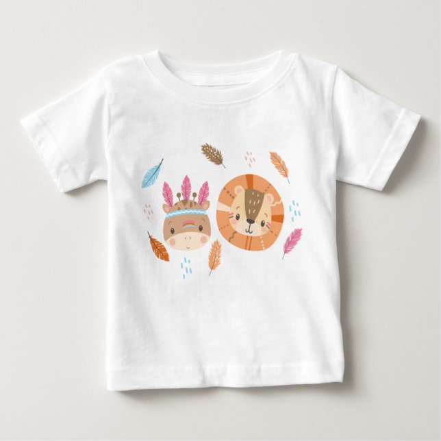 T-shirt Pour Bébé Les Indiens tribaux de Woodland Américains Motif s (Devant)