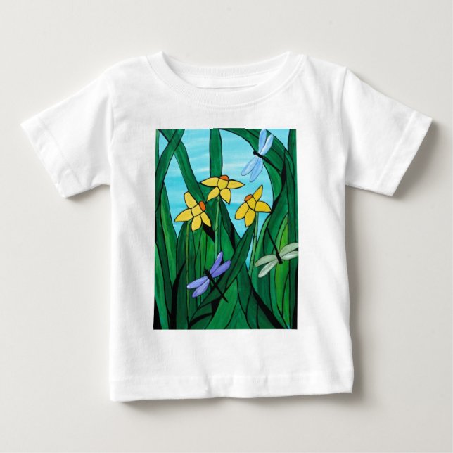 T-shirt Pour Bébé Les jonquilles et le dragon vole (Devant)