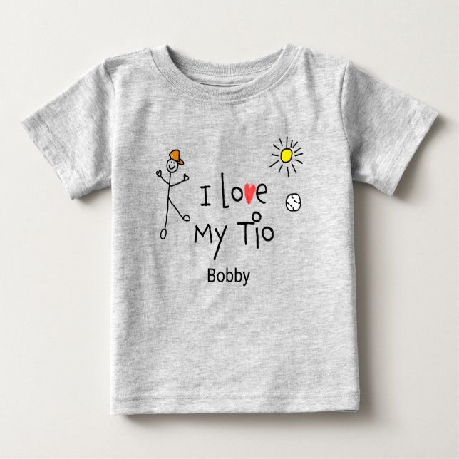 T-shirt Pour Bébé Les mignons garçons J'aime Mon Tio Baby Tee (Devant)