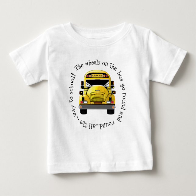 T-shirt Pour Bébé Les roues d'autobus scolaire vont autour de la (Devant)