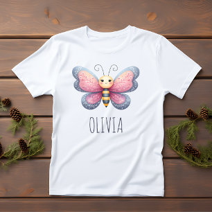 T-shirt Pour Bébé L'esthétique mignonne des filles Papillon rose et 