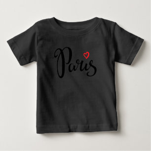 T-shirt Pour Bébé Lettrage de brosse de Paris avec le coeur