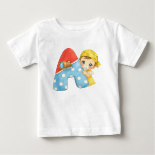 T-shirt Pour Bébé Lettre A mignonne avec bébé