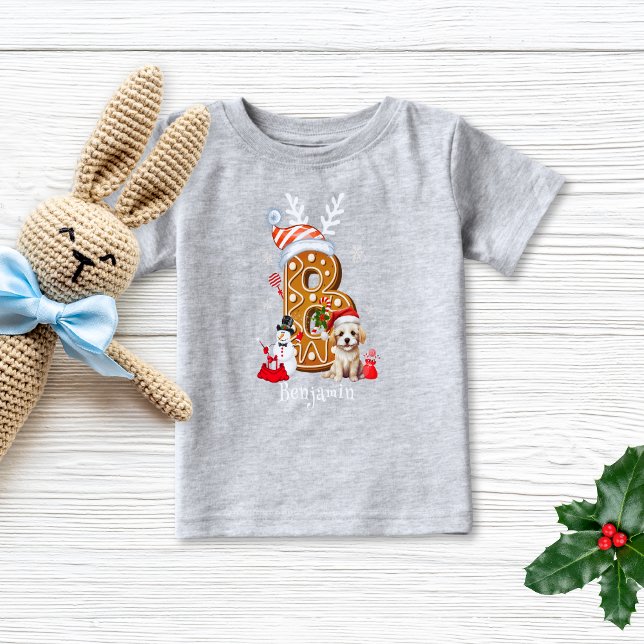 T-shirt Pour Bébé Lettre B Boy en pain d'épice de Noël (Créateur téléchargé)