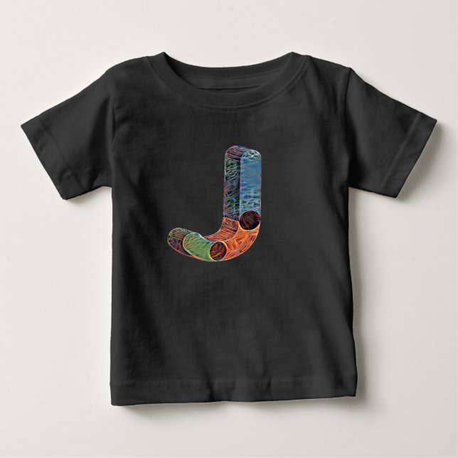 T-shirt Pour Bébé Lettre créative en gras J Monogramme initial (Devant)