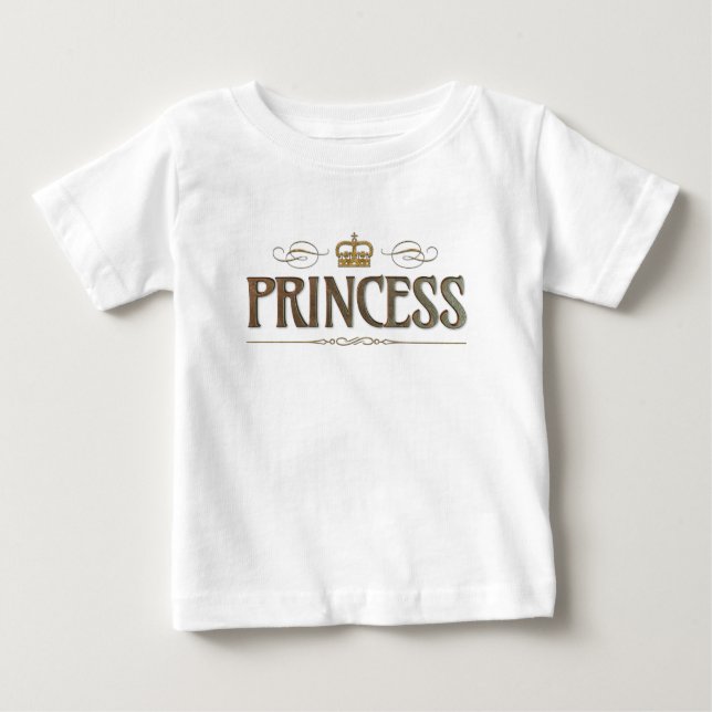 T-shirt Pour Bébé Lettre de Princesse - Grande Couronne Royale Médié (Devant)